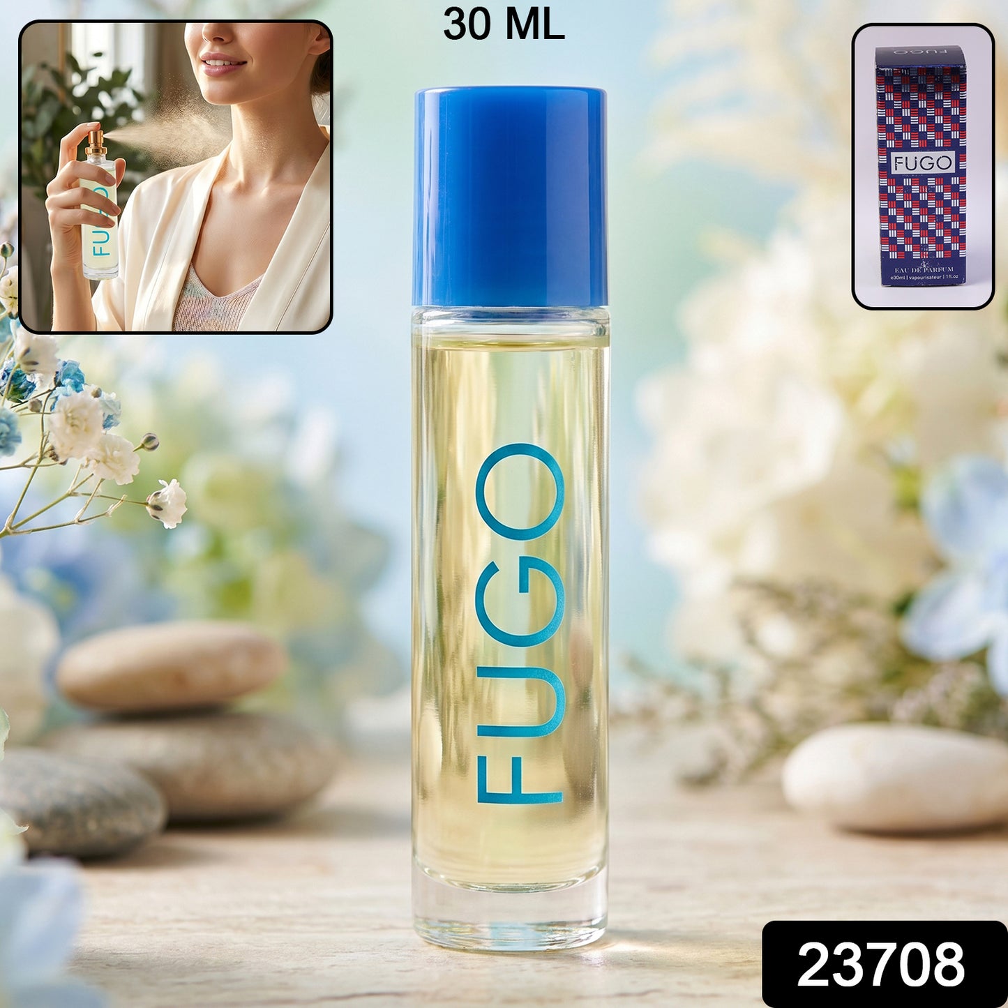 Wukusy Fugo Eau De Parfum spray bottle, 30ml, with sleek packaging and elegant design.