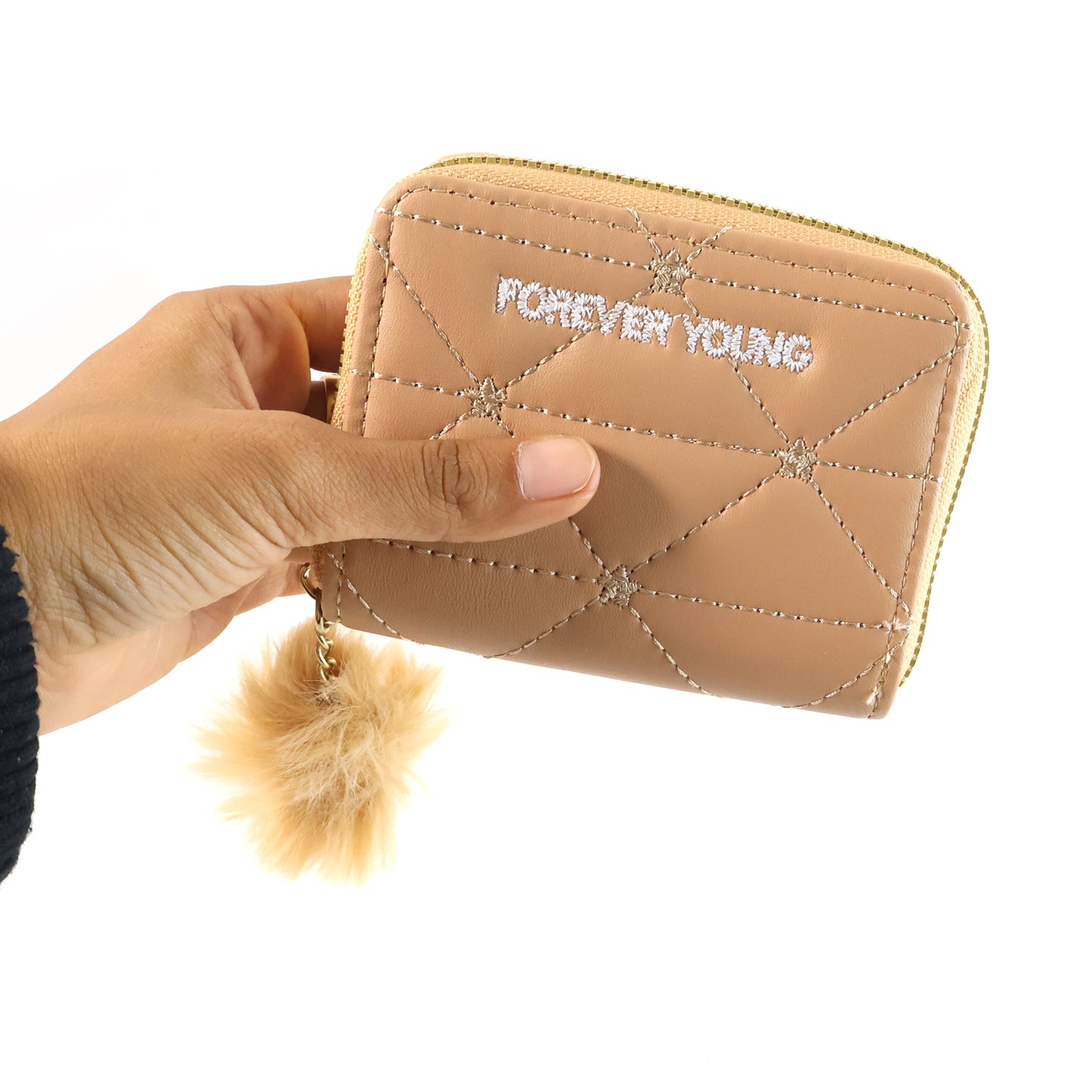 Kids travel wallet by Wukusy with soft fur zip puller, compact design, suitable for children’s accessories and travel essentials.