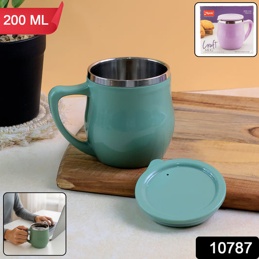 Wukusy Apex double-wall desk mug with 200ml capacity, showcasing sleek design and insulated ceramic for home and office use.