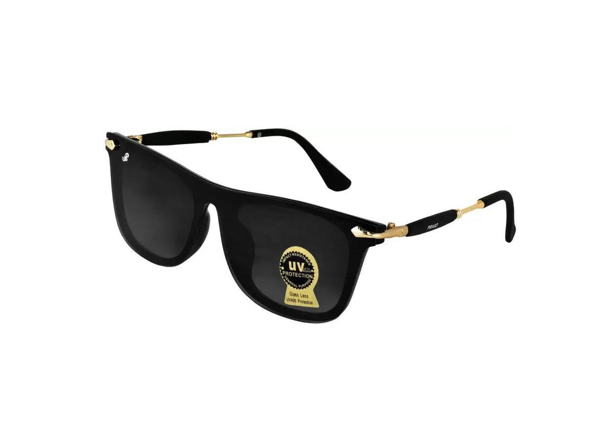 Black UV protection wayfarer sunglasses from Drpshippr, stylish unisex sunglasses with classic frame design for men and women.