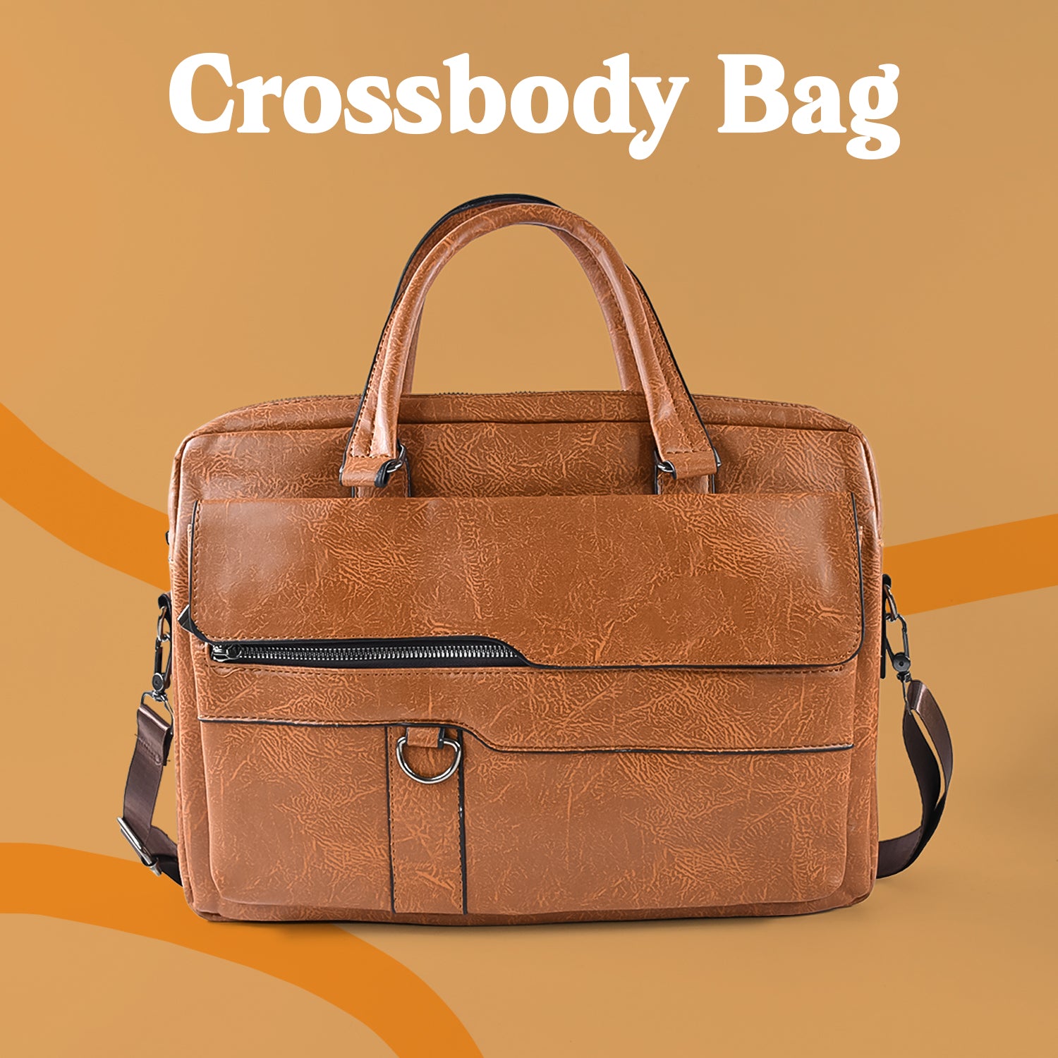 Wukusy premium faux leather multipurpose messenger briefcase with shoulder strap, suitable for office use, black color.