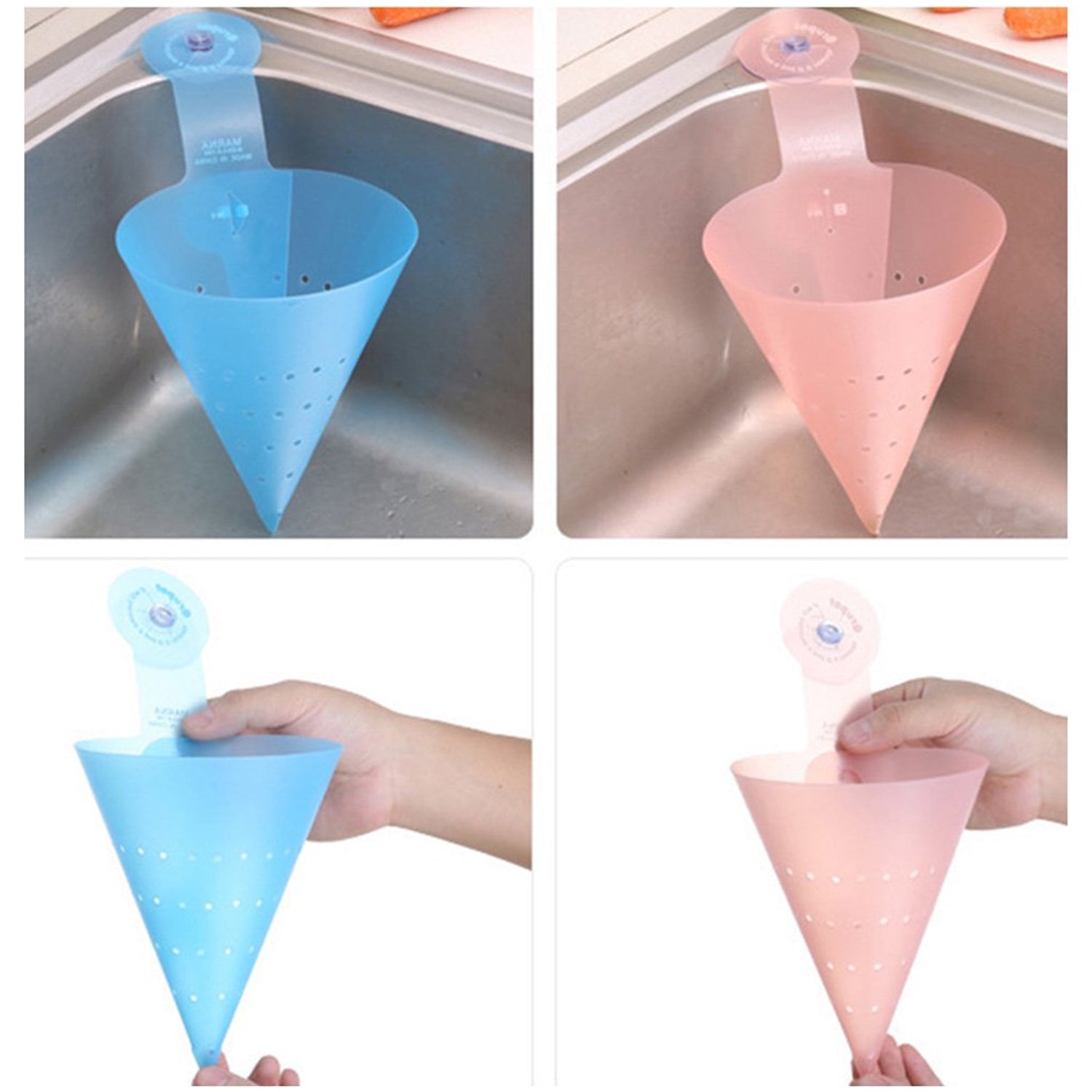 Wukusy multipurpose hanging sink corner strainer with suction cup for kitchen drainage and organization.