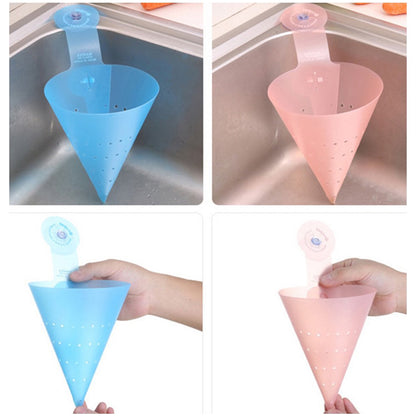 Wukusy multipurpose hanging sink corner strainer with suction cup for kitchen drainage and organization.