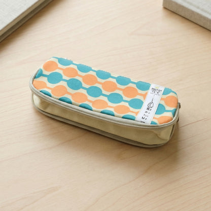 Multi-color geometric printed pencil pouch by Wukusy, featuring a stylish design and zipper closure, ideal for stationery storage.