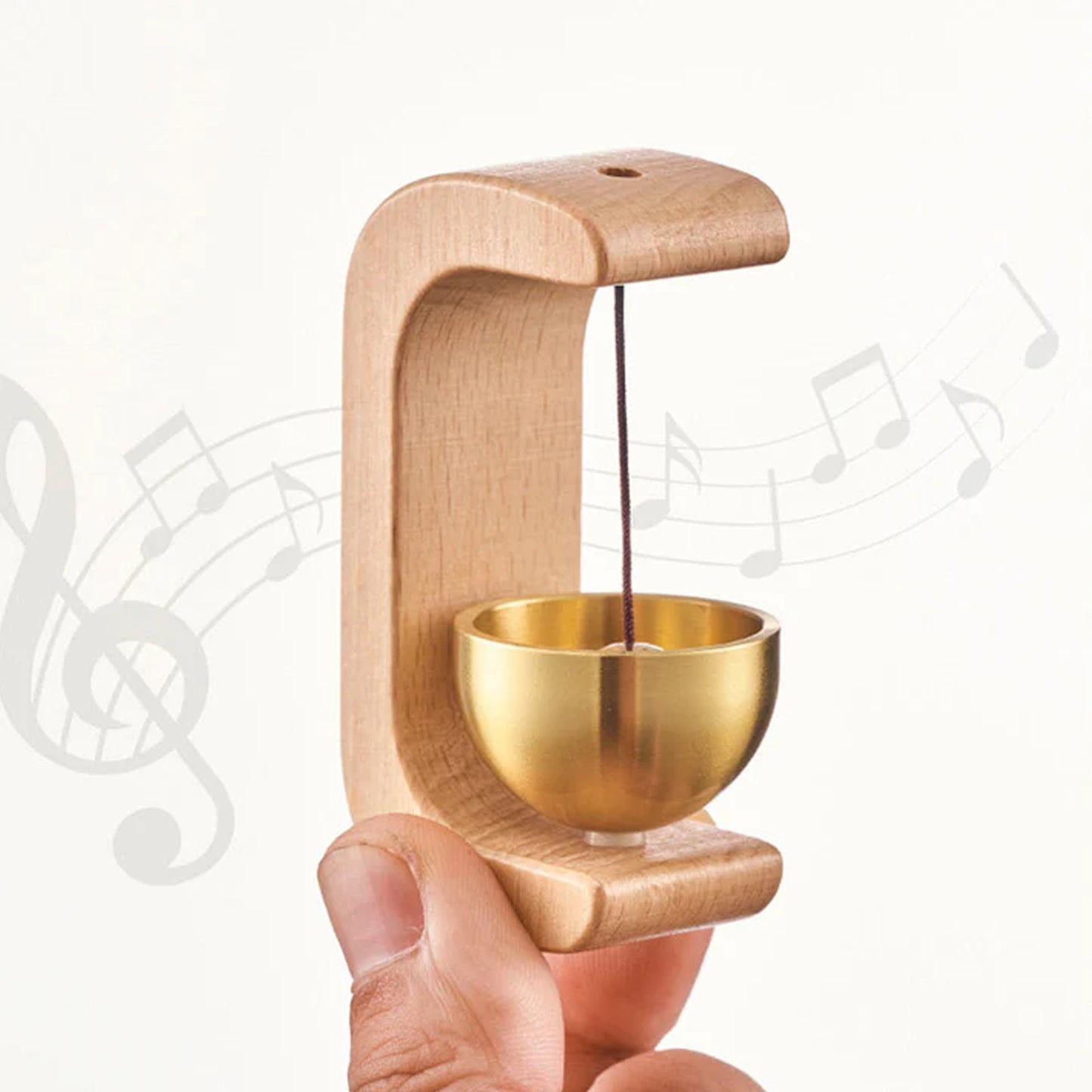 Wukusy premium desktop Japanese-style Zen bell with intricate detailing and a wooden striker, designed for calming ambiance.