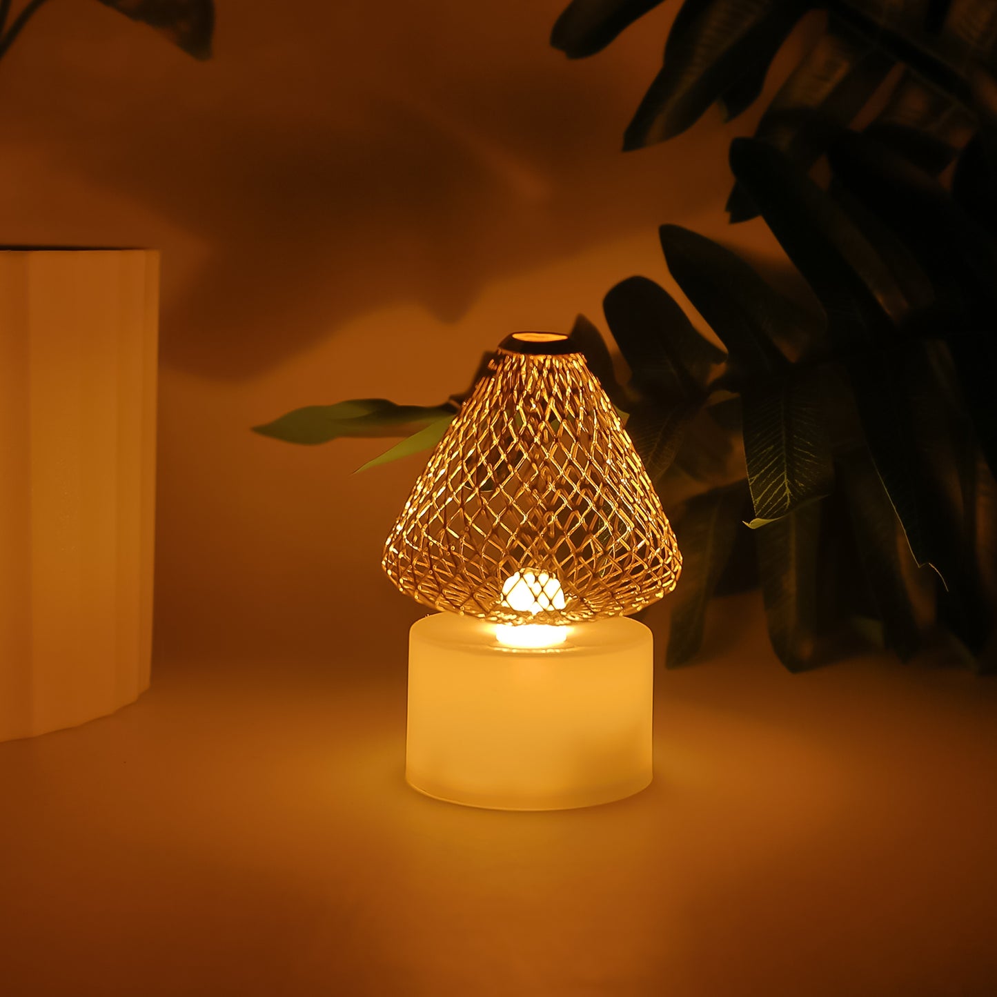 Set of four Wukusy premium LED flameless candle lights for home decor, realistic flickering effect and warm ambiance.