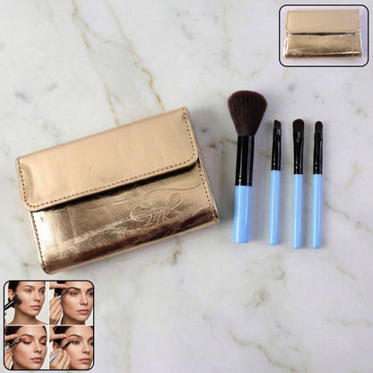 Wukusy 4-in-1 professional makeup brush set with four versatile brushes for foundation, eyeshadow, blush, and blending.