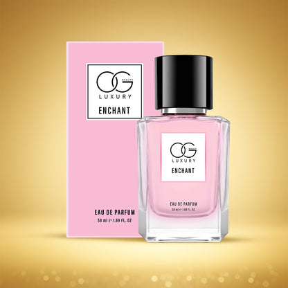 Wukusy OG Luxury Enchant Eau De Parfum 50ml bottle, elegant health and beauty fragrance with a sleek design.