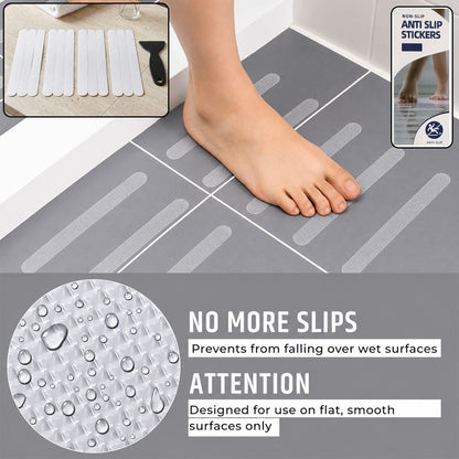 Wukusy anti-slip bath strips with invisible grip for safe, secure bathing on smooth surfaces.