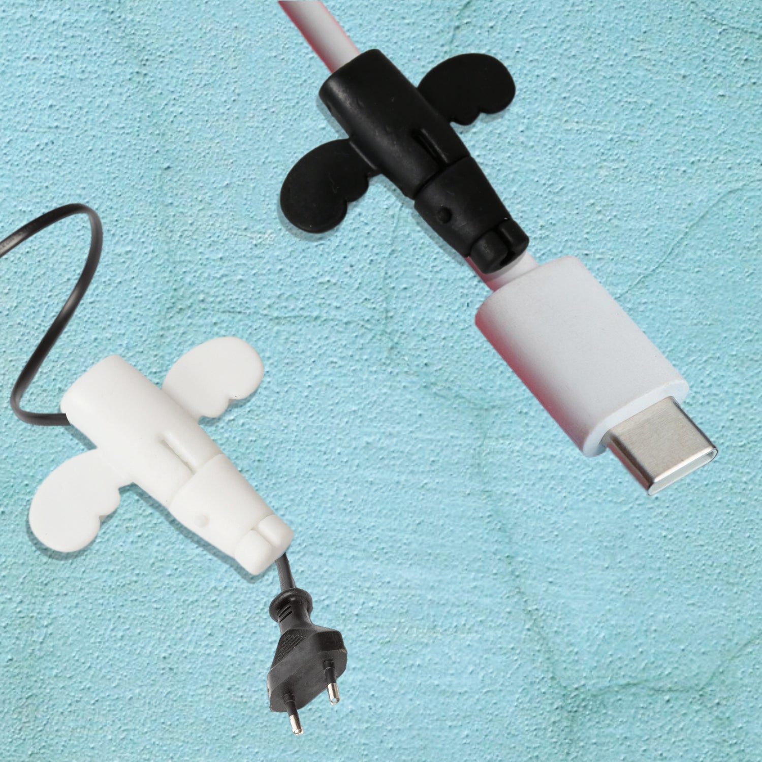Wukusy silicone data cable protector and earphone cord saver, angel-shaped 2-in-1 protective cover for mobile phone and audio cables