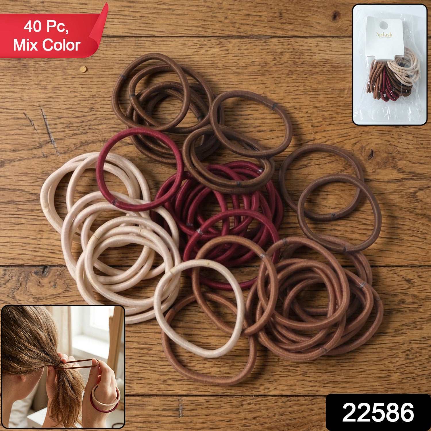 Set of 40 colorful Wukusy soft elastic hair bands for women and girls, shown in a variety of vibrant mixed colors.
