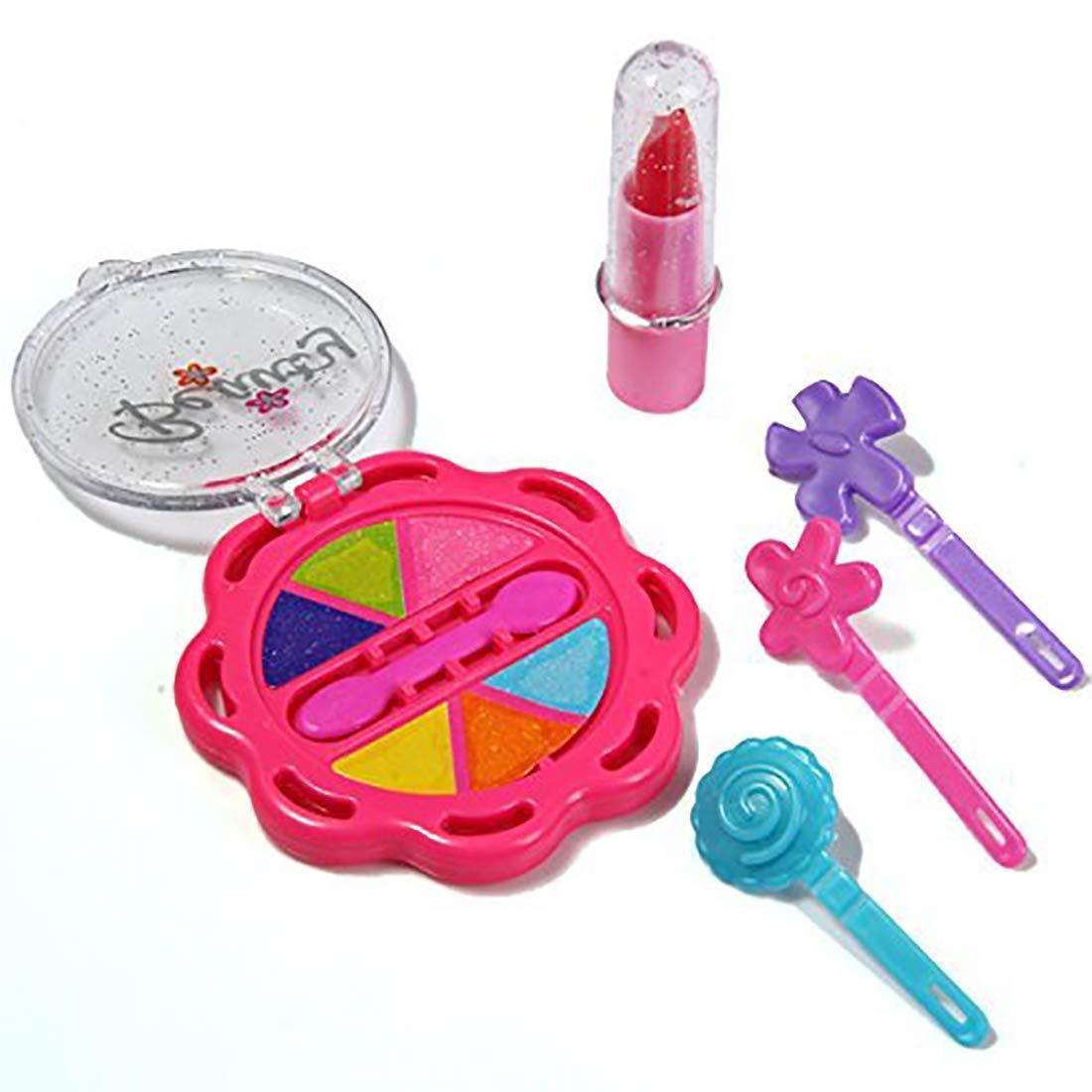 Colorful Wukusy 1908 Beauty Make Up Set for Kids Girls with foldable suitcase, featuring toy makeup and accessories in vibrant shades.