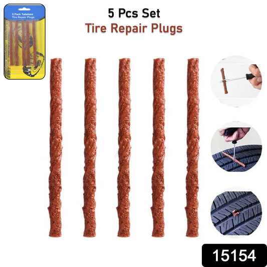 Set of five Wukusy brown tyre repair emergency puncture seal strips on a white background.