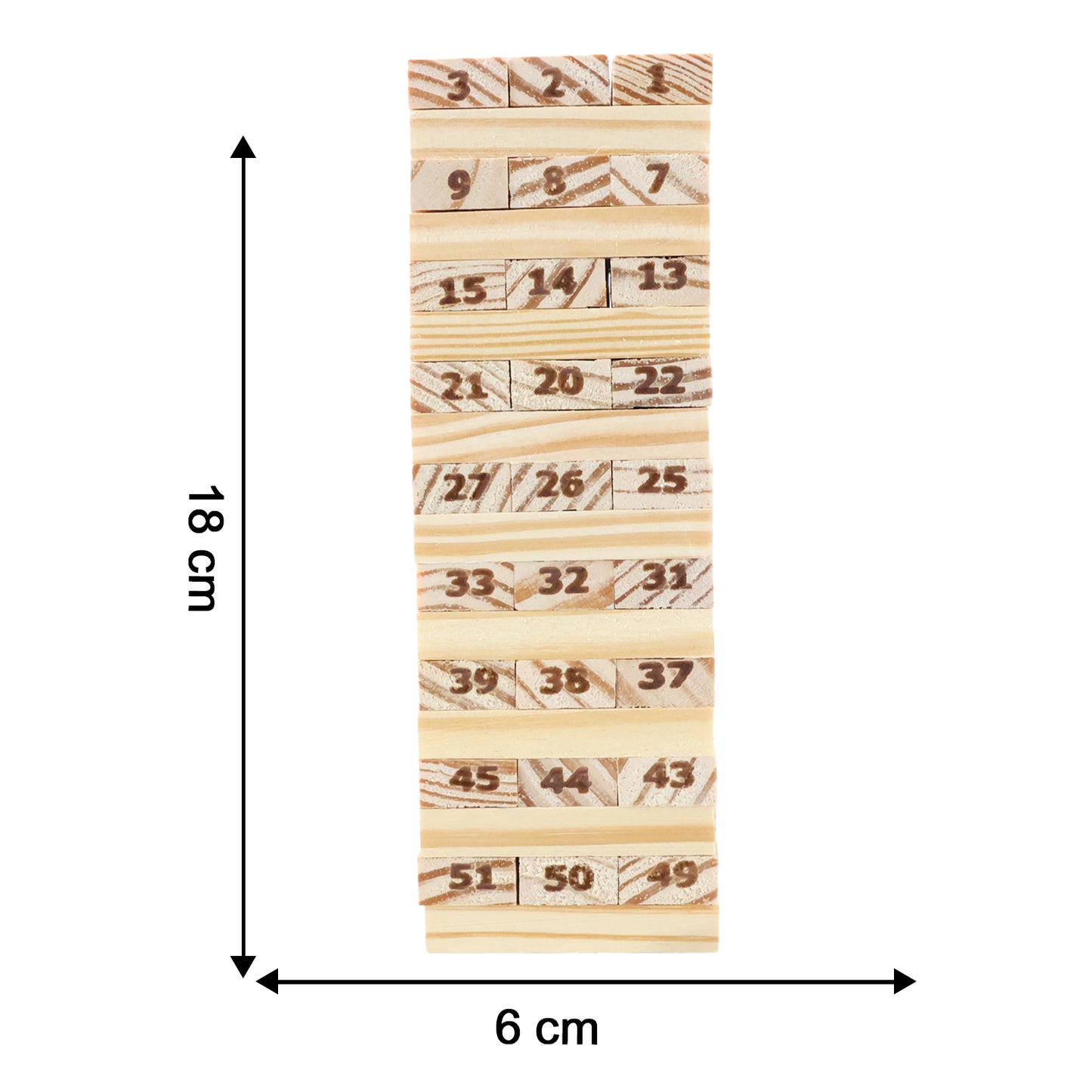 Wukusy Tumbling Tower wooden blocks game set with wooden blocks stacked in a tower for stacking and balancing play