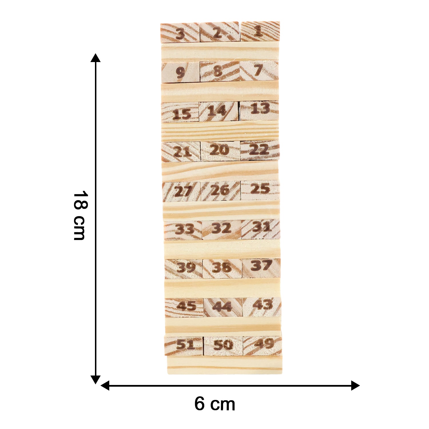 Wukusy Tumbling Tower wooden blocks game set with wooden blocks stacked in a tower for stacking and balancing play