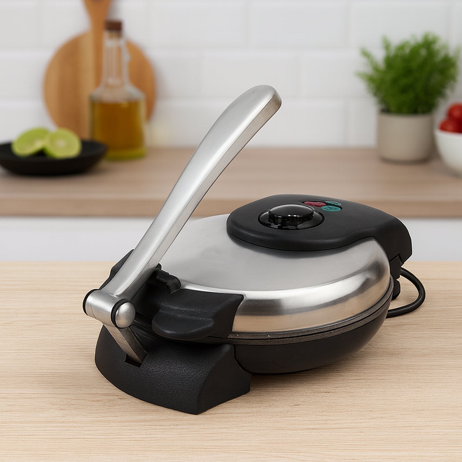 Wukusy Orbit Roti and Khakra Maker, 1000W, black electric kitchen appliance for making roti and khakra at home