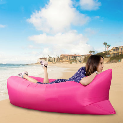 Wukusy inflatable lounger air sofa in vibrant fabric, lightweight design ideal for outdoor relaxation and lounging.