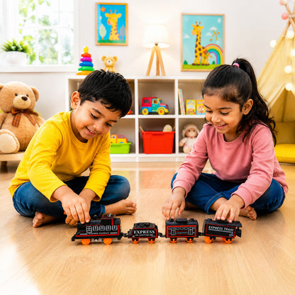 Wukusy Battery Opera Express Train Track Play Set with lights and sounds, featuring colorful train and track components.
