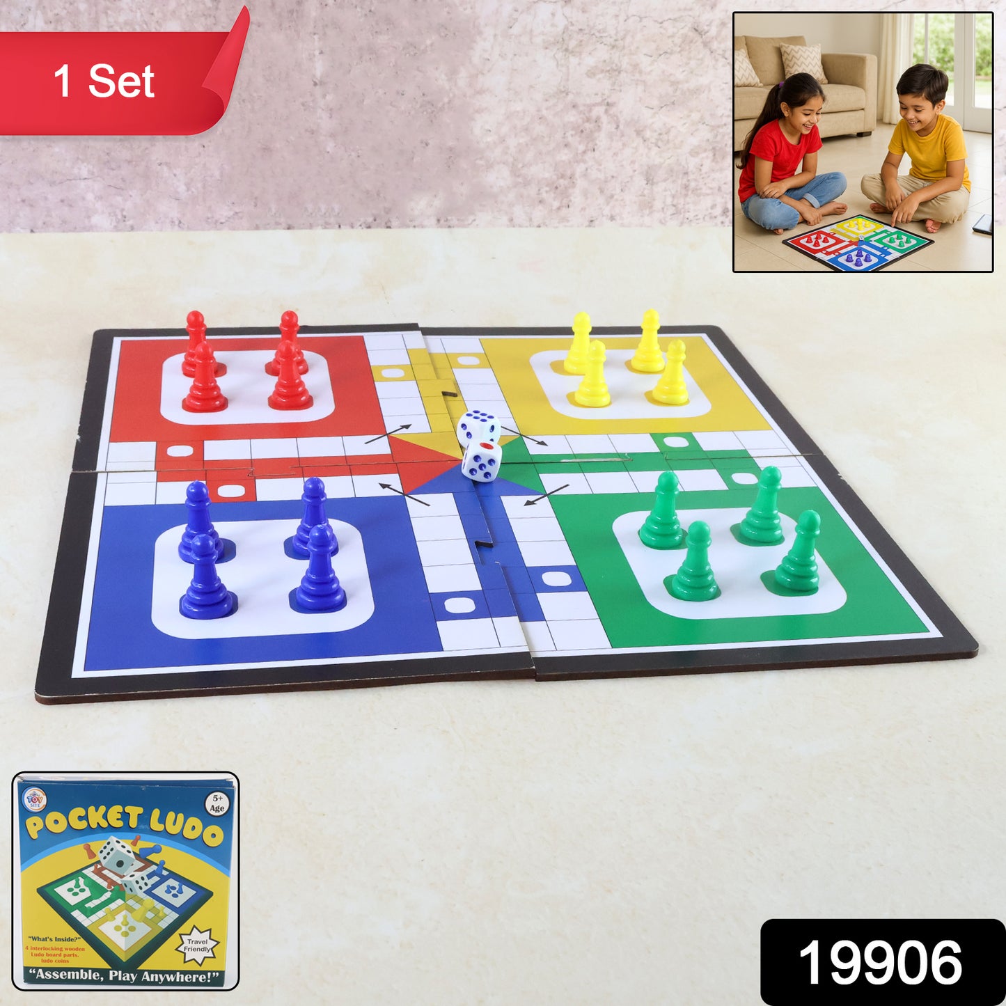 Wukusy Pocket Ludo travel board game set with colorful game pieces and compact design for on-the-go play.