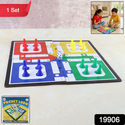 Wukusy Pocket Ludo travel board game set with colorful game pieces and compact design for on-the-go play.