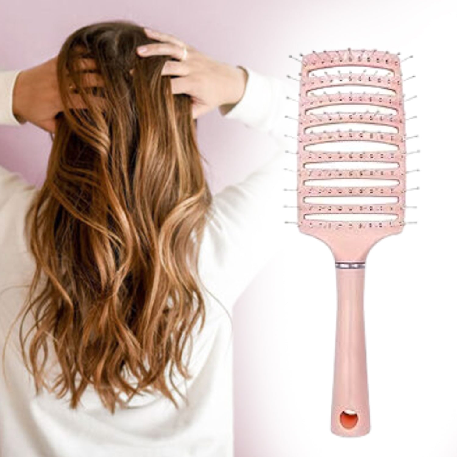 Wukusy massage hair brush, 24 cm, with ergonomic handle and multiple massaging bristles for scalp relaxation and hair care.