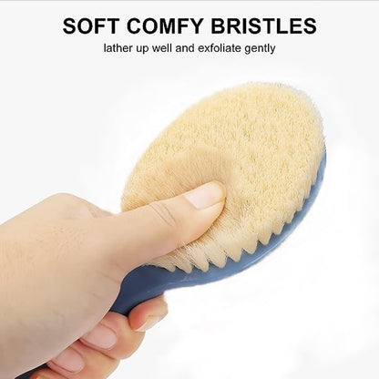 Wukusy back scrubber for shower with long handle, dry body brush for effective cleansing of back and hard-to-reach areas.