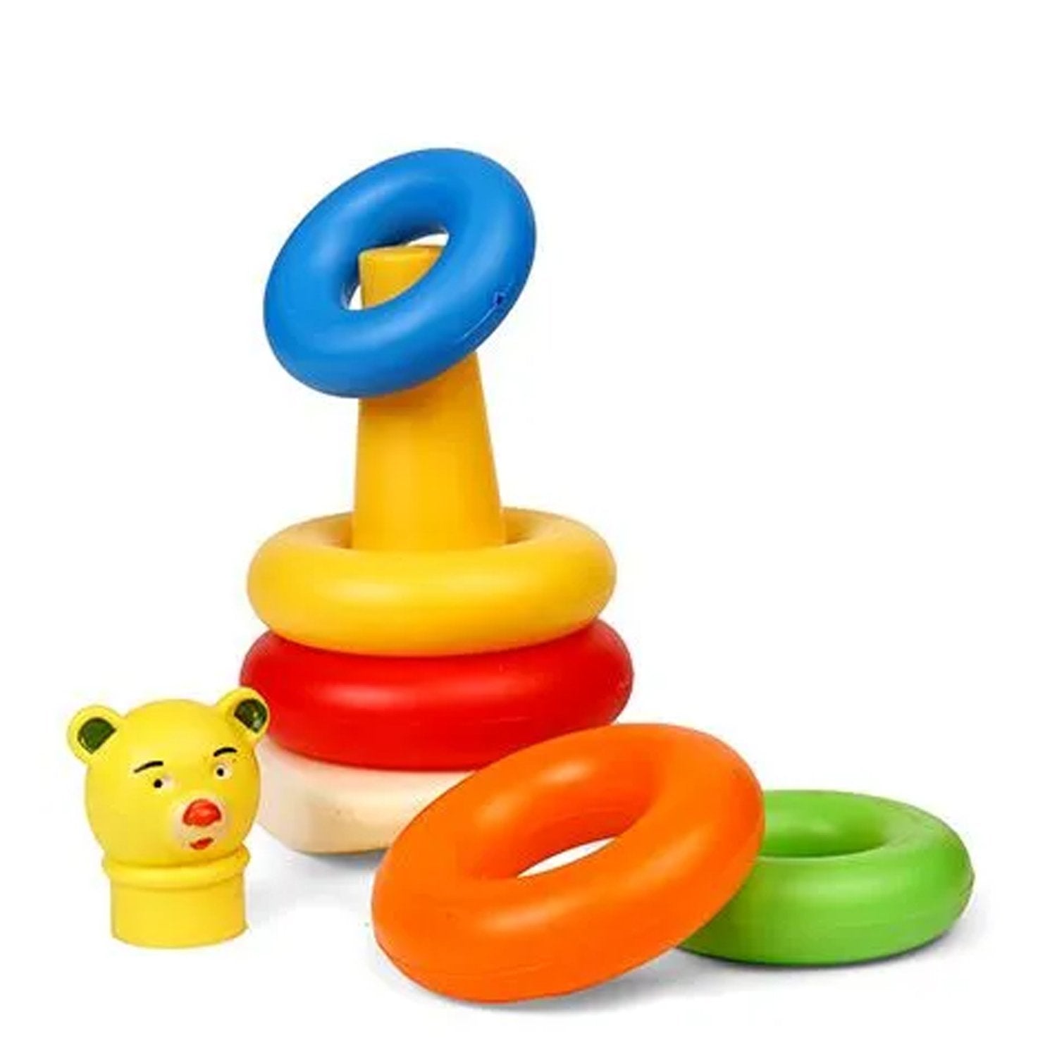 Wukusy 8017 plastic baby stacking rings toy with five colorful jumbo rings for kids educational play and development