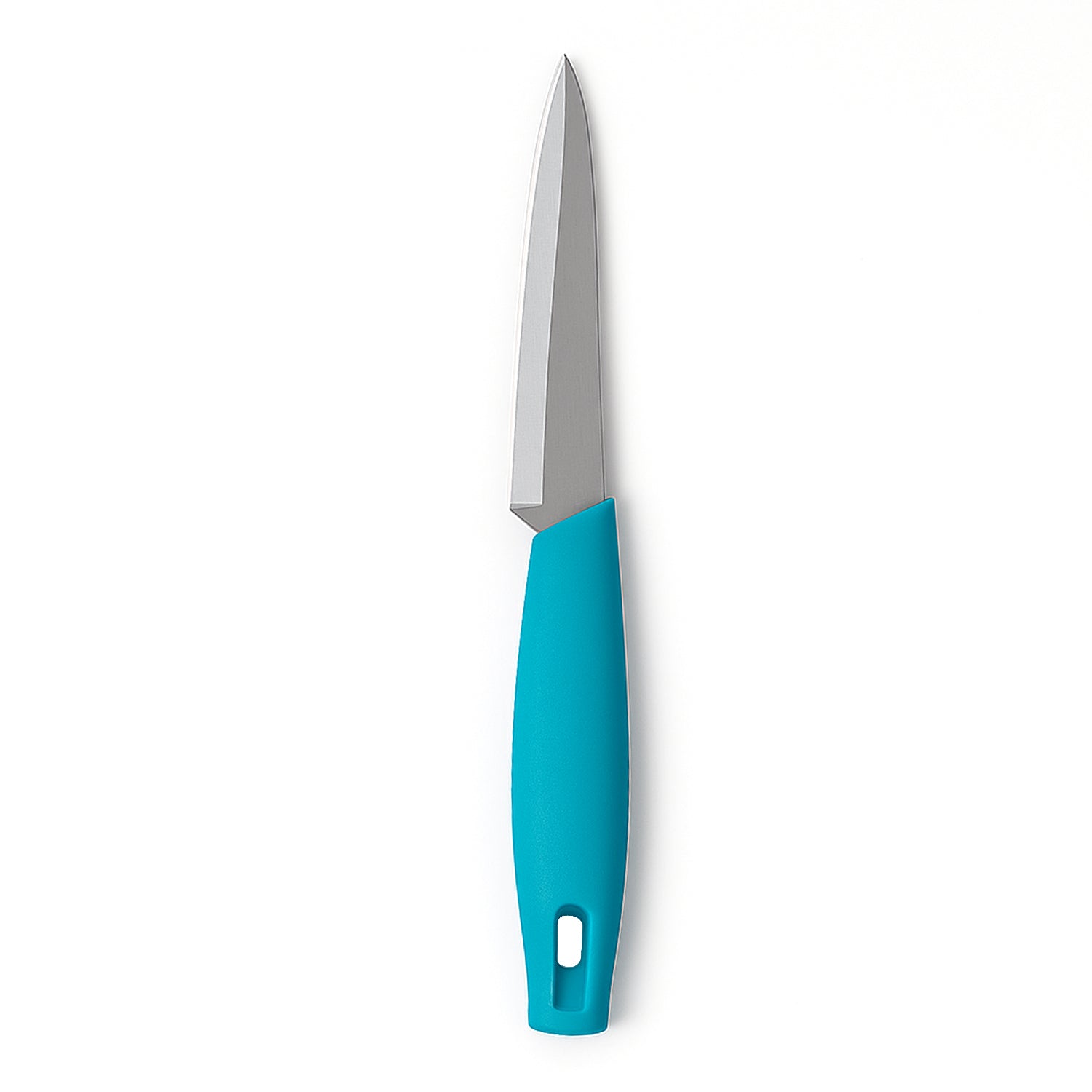 Wukusy Supermom premium stainless steel kitchen utility knife with ergonomic handle, displayed on a cutting board.