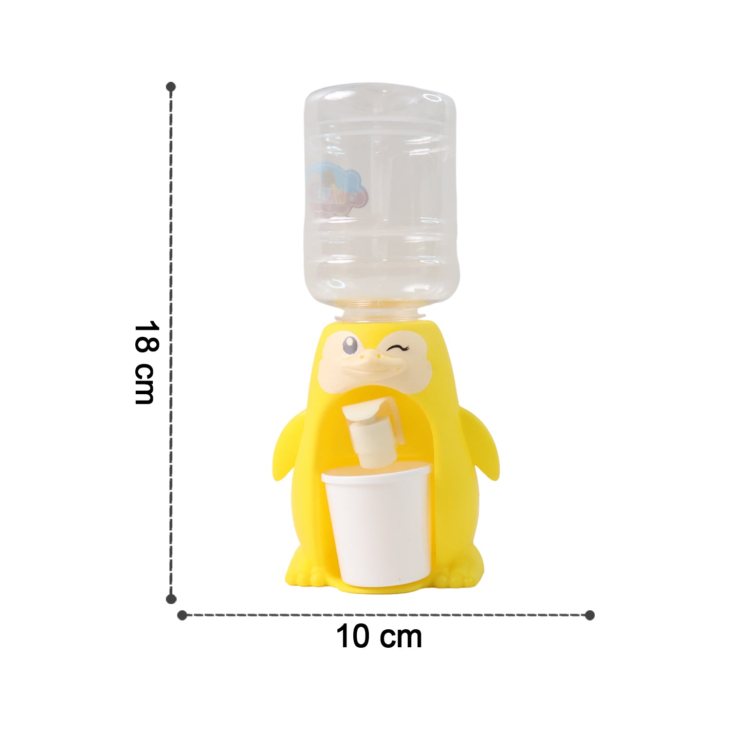 Kids tabletop water dispenser toy by Wukusy showing colorful plastic water cups and playful design for children.