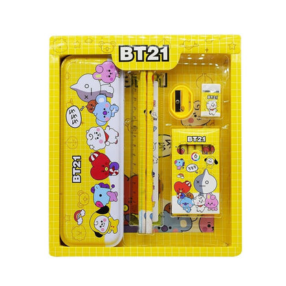 Wukusy 12-piece kids stationery kit with metal pencil box, sharpener, pencils, and eraser for school and birthday gifts