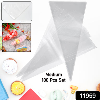 Set of 100 large disposable piping bags by Wukusy, ideal for cake decorating and pastry work.