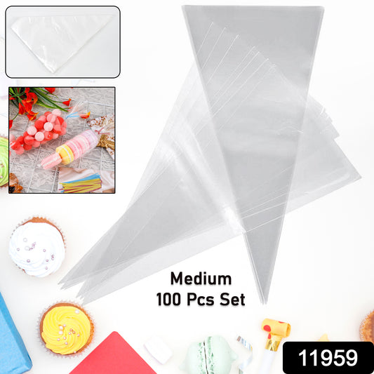Set of 100 large disposable piping bags by Wukusy, ideal for cake decorating and pastry work.