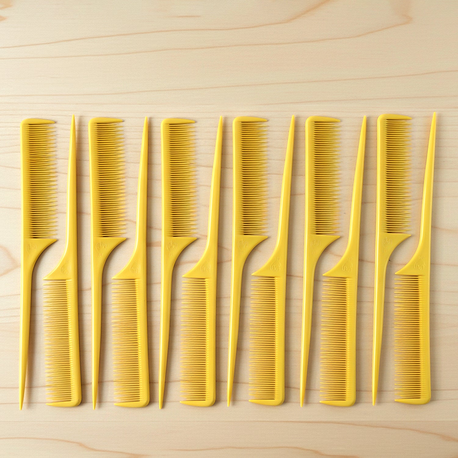 Wukusy professional tail comb set with 12 hair styling combs in various sizes and shapes for precise hair sectioning and styling.