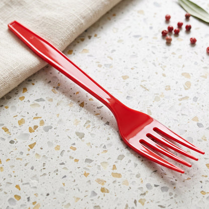 Set of 20 Wukusy reusable plastic dinner forks, durable and unbreakable for everyday eating and outdoor use.
