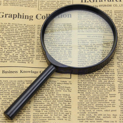 Wukusy 50mm glass magnifying lens for reading, double-sided breakproof office magnifier, designed to protect eyes during detailed tasks