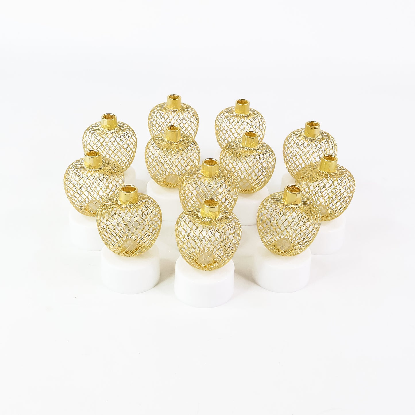 Set of 12 decorative apple-shaped LED tealight candles by Wukusy, perfect for home decor and ambiance lighting.