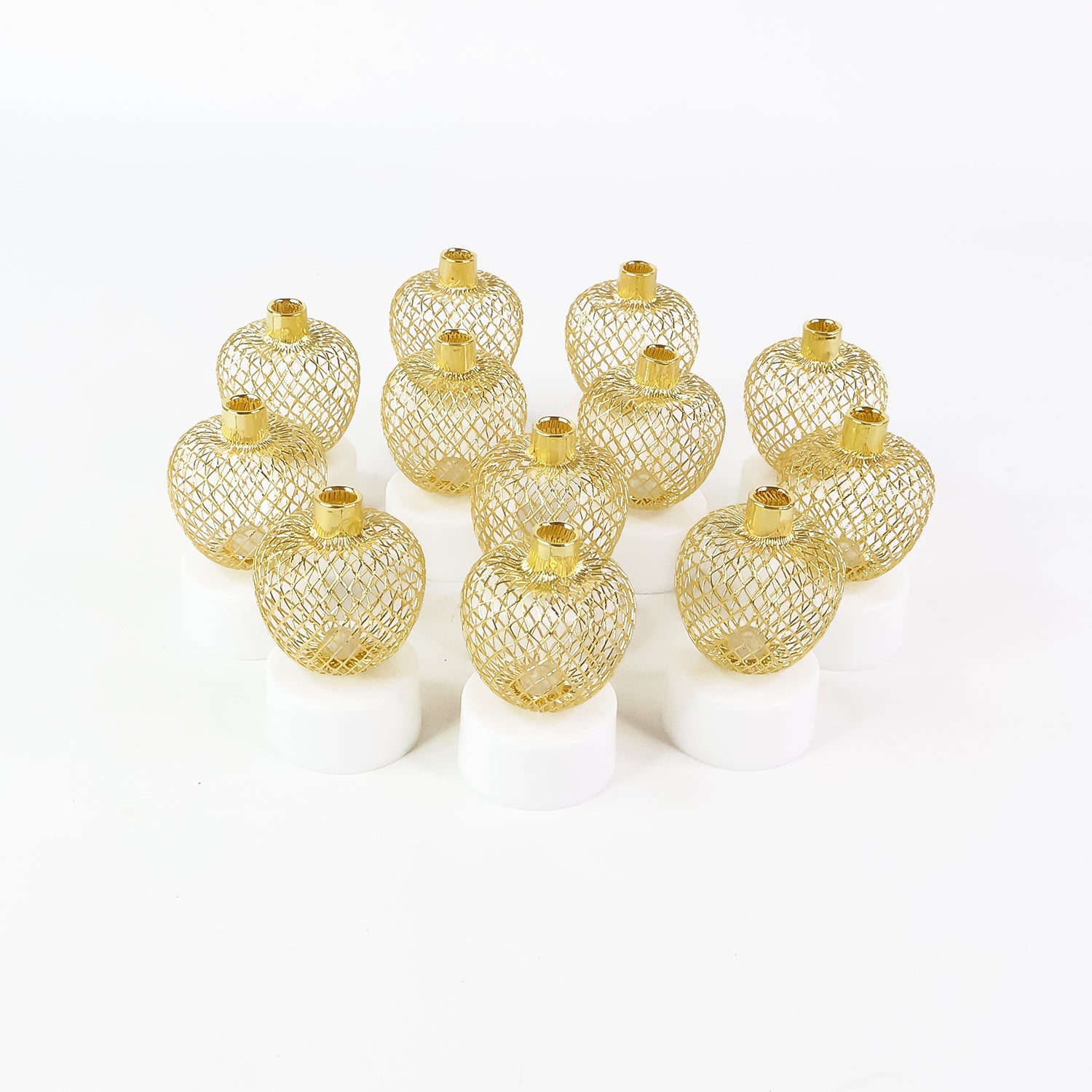 Set of 12 decorative apple-shaped LED tealight candles by Wukusy, perfect for home decor and ambiance lighting.