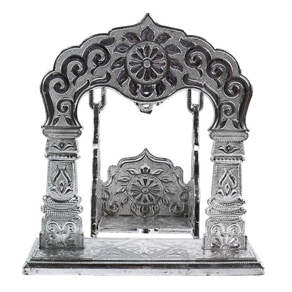 Wukusy Shreeji Bal Gopal Jhula, small wooden swing with intricate carvings, designed for deity idols or decorative use