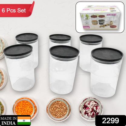 Set of 6 Wukusy 1100ml round airtight kitchen storage containers for rice, flour, cereals, and snacks, stackable and BPA-free.