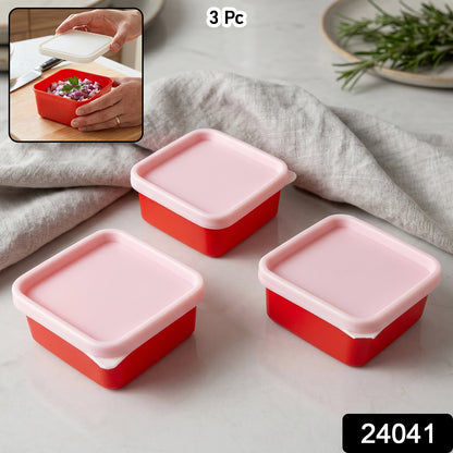 Set of three Wukusy mini plastic food storage containers with lids, ideal for kitchen organization and meal prep.