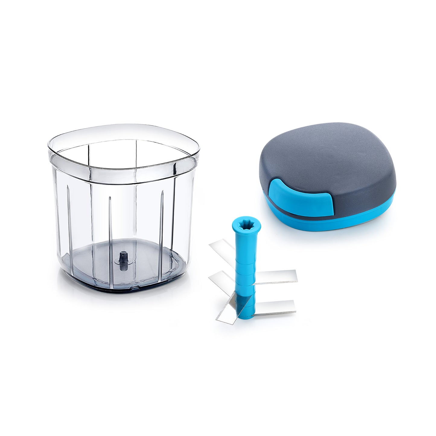 Wukusy 8107 Ganesh Master Chopper with 5 stainless steel blades, large 900ml capacity, for chopping vegetables and herbs.