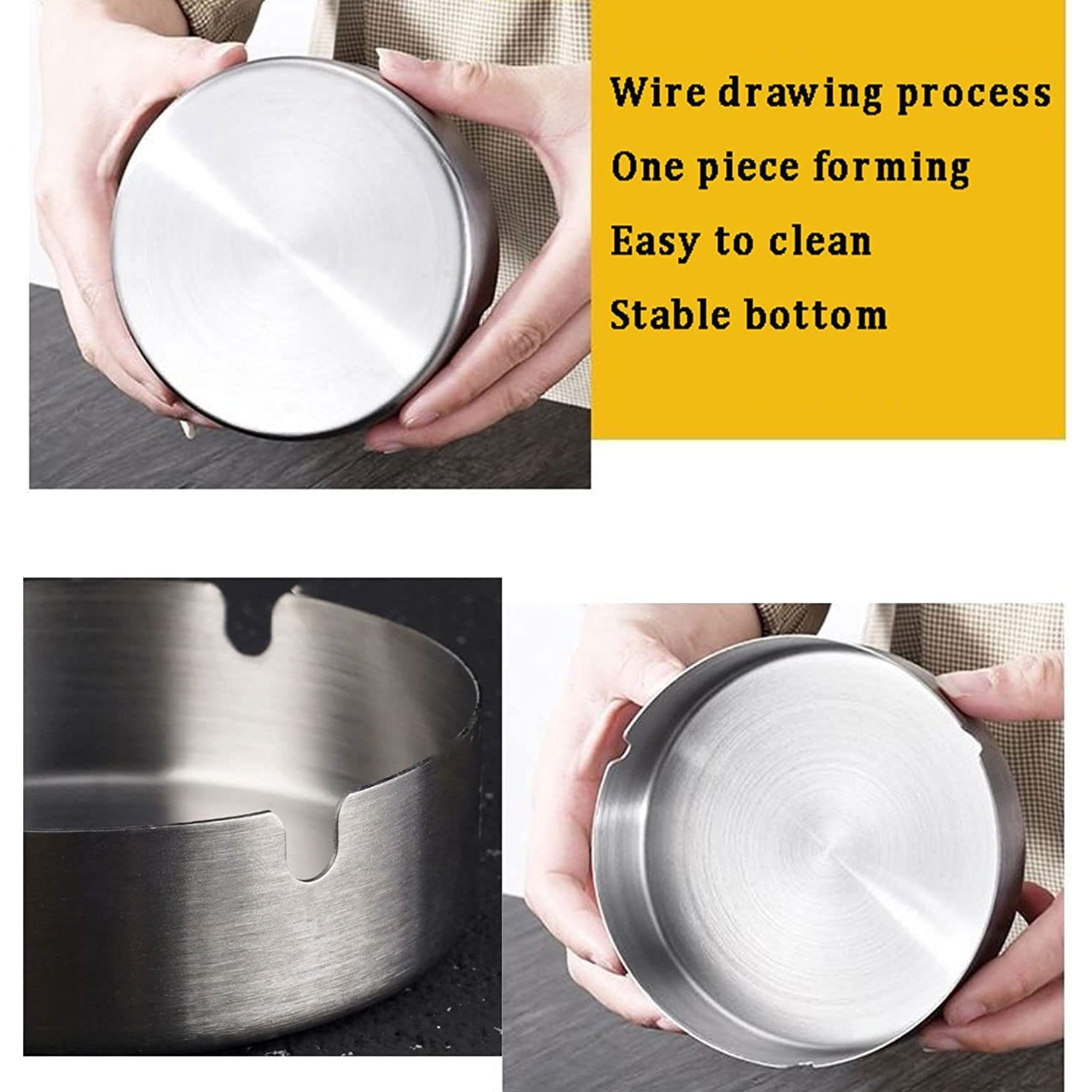 Wukusy round tabletop cigarette ashtray with multiple rest slots and a sleek design, suitable for indoor or outdoor use.