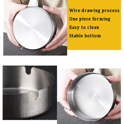 Wukusy round tabletop cigarette ashtray with multiple rest slots and a sleek design, suitable for indoor or outdoor use.