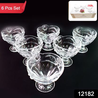 Set of six clear glass ice-cream cups by Wukusy, perfect for serving desserts or small snacks in home or kitchen settings.