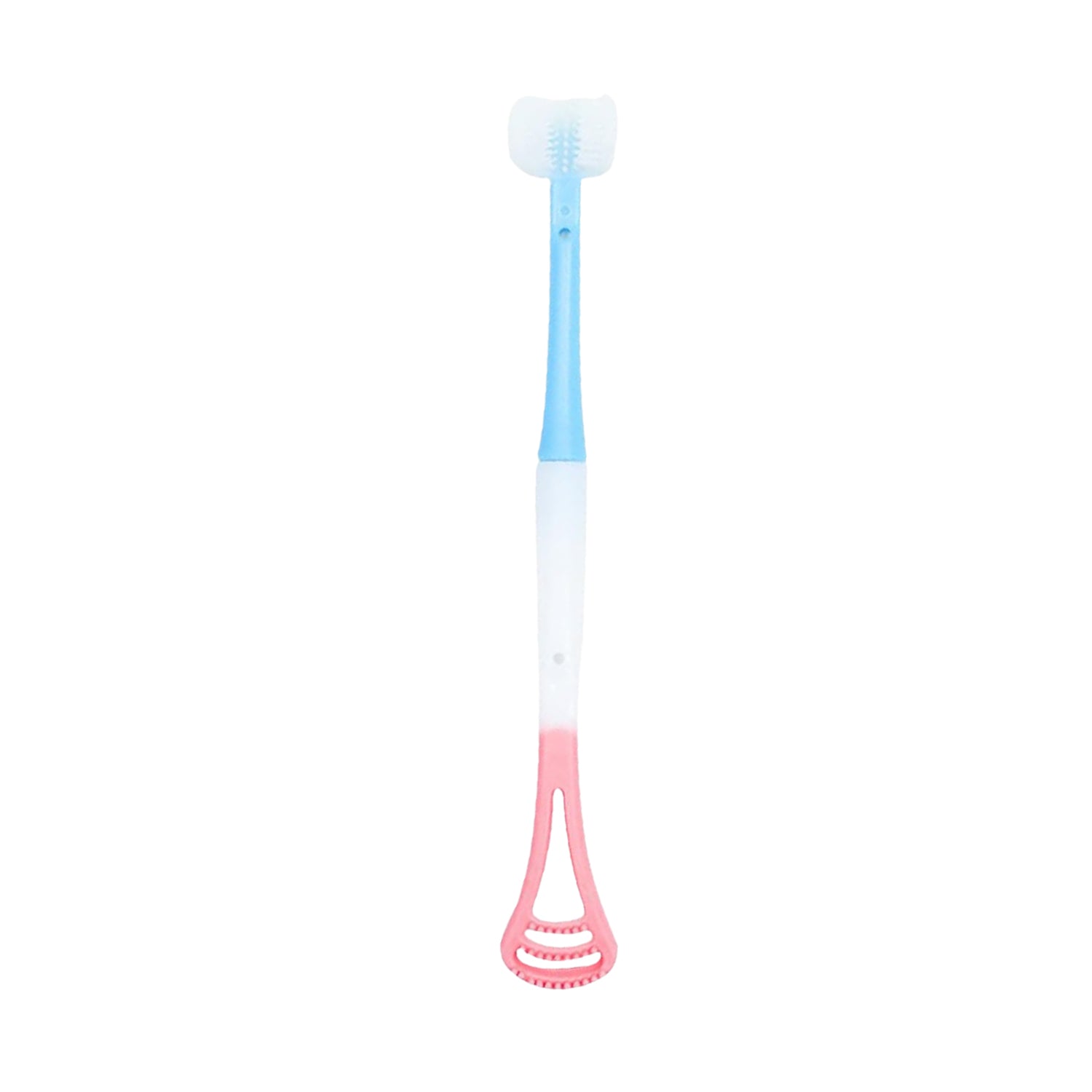 Wukusy 2-in-1 baby tongue cleaner and oral massager stick with soft silicone brush head for gentle oral care.