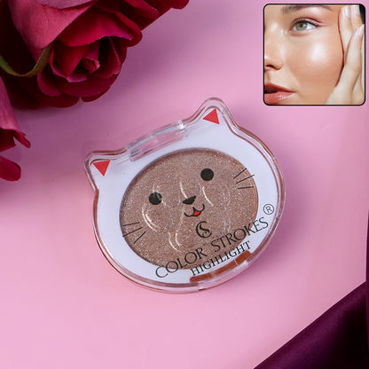 Wukusy Premium Color Strokes Shimmer Highlighter in a sleek compact with shimmering pastel shades for radiant highlighting.