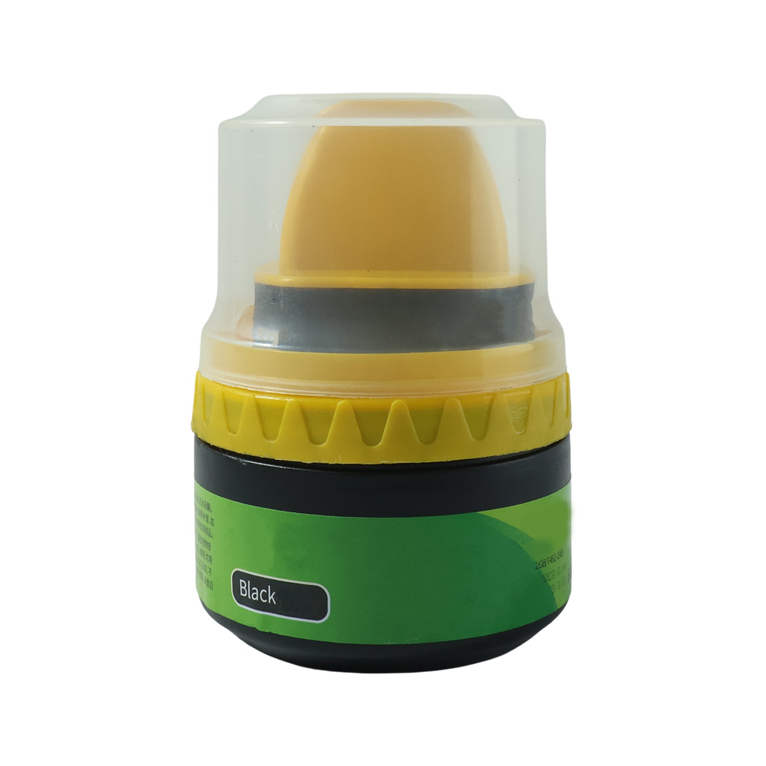 Wukusy black shoe polish cream with built-in sponge applicator and 60 ml capacity, shown in the image.