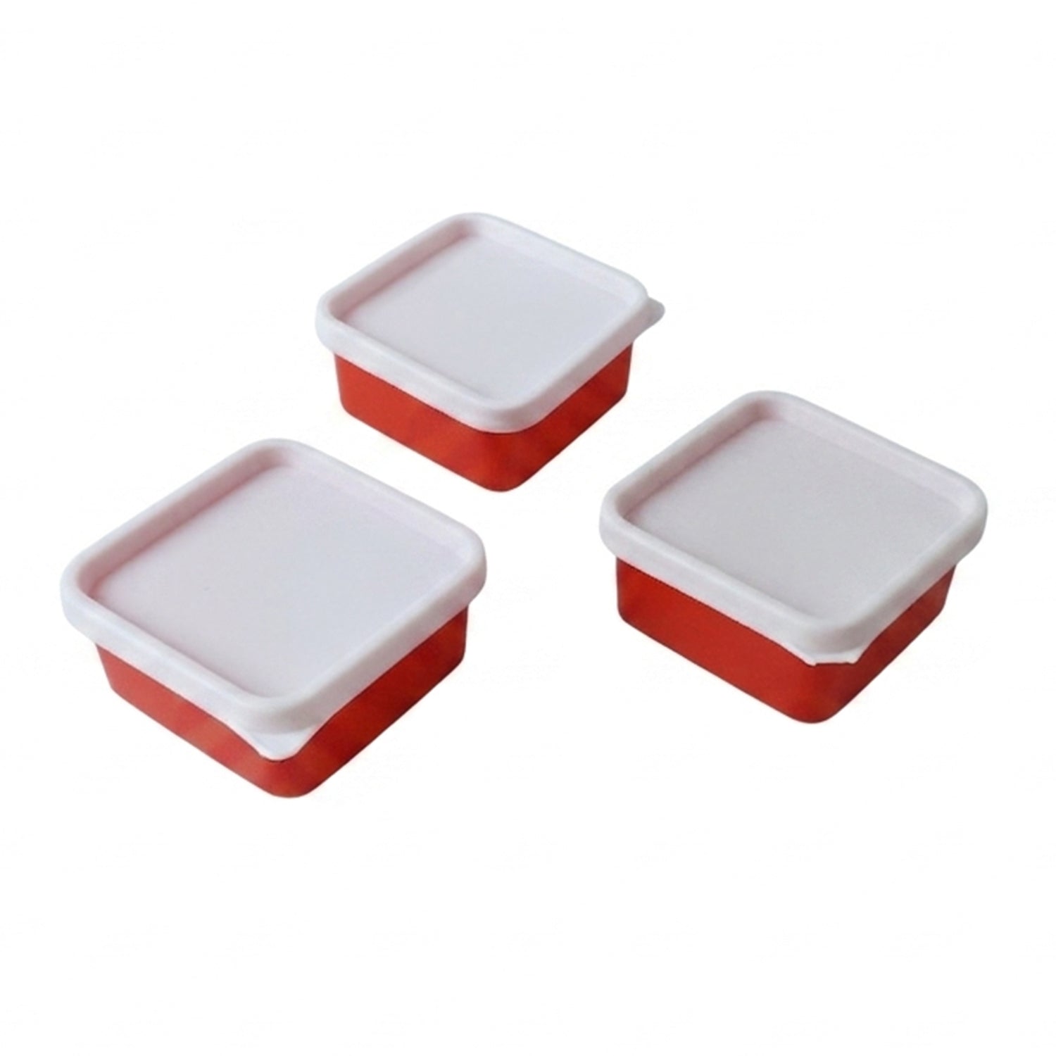 Set of three Wukusy mini plastic food storage containers with lids, ideal for small snacks and meal prep.