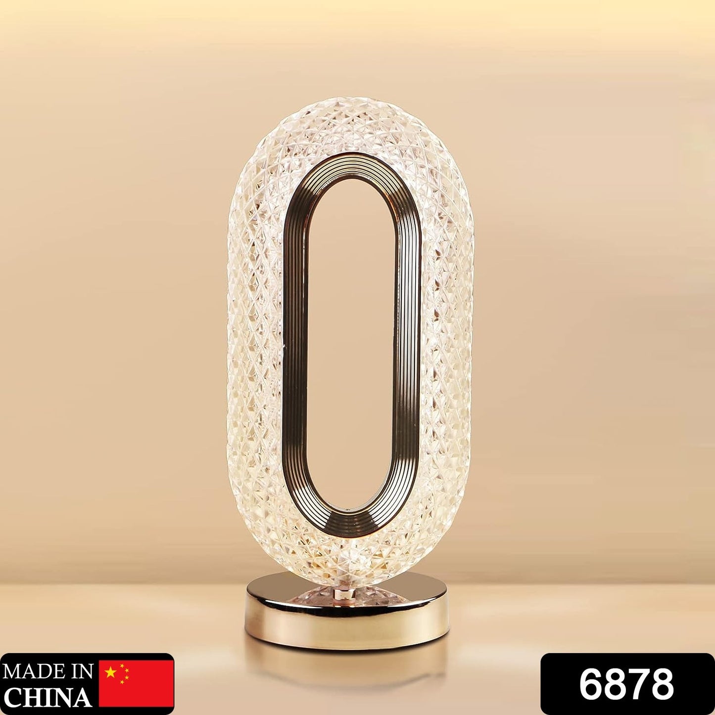 Wukusy 6878 touch control crystal desk lamp with 3-way dimmable light, USB rechargeable, decorative nightstand lamp for bedroom or living room