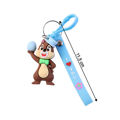 Cute cartoon squirrel keychain by Wukusy featuring a small, detailed squirrel design with a metal keyring attachment.